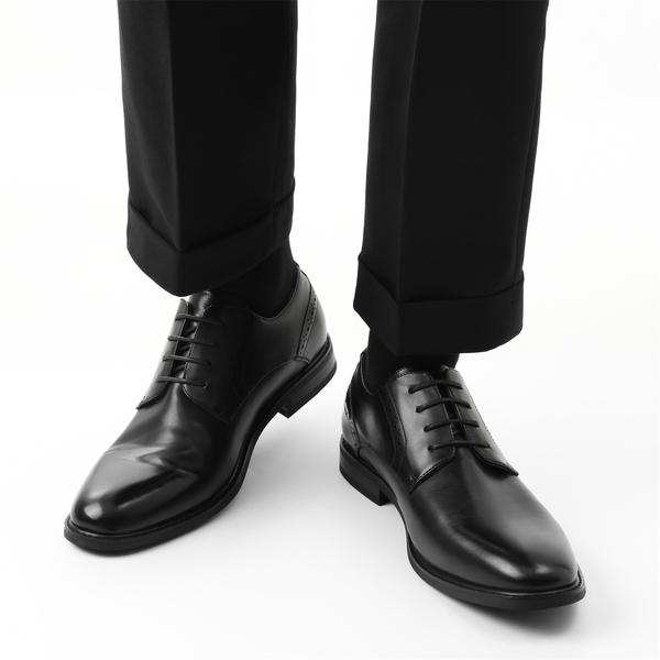 Men's Polished PU Leather Oxford Shoes - BLACK - 1
